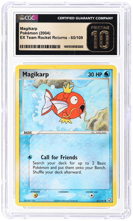 2004 Pokemon Ex Team Rocket Returns Magikarp #65 CGC PRI