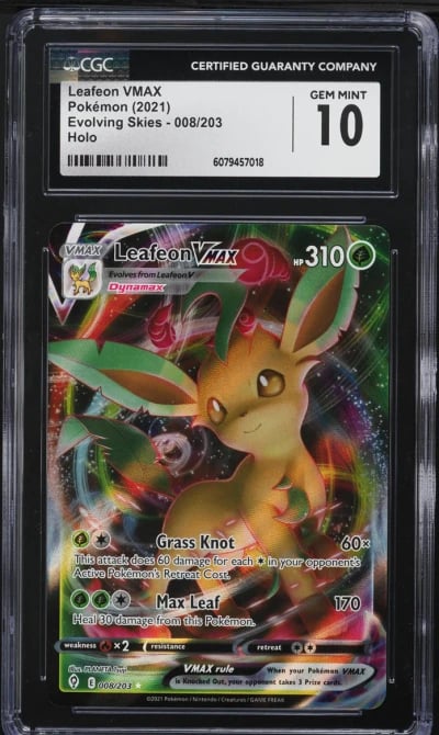 2021 Pokemon Sword & Shield Evolving Skies Full Art Leafeon VMAX #8 CGC 10 GEM