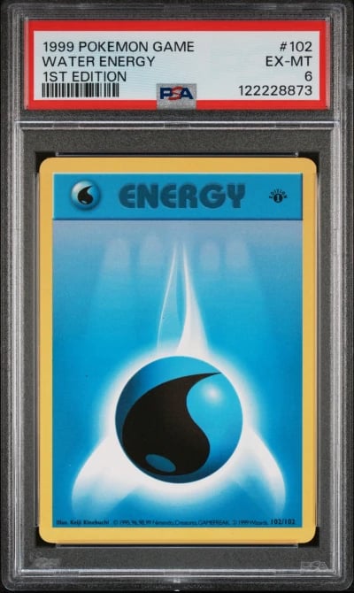 1999 POKEMON GAME 1ST ED #102 WATER ENERGY PSA 6