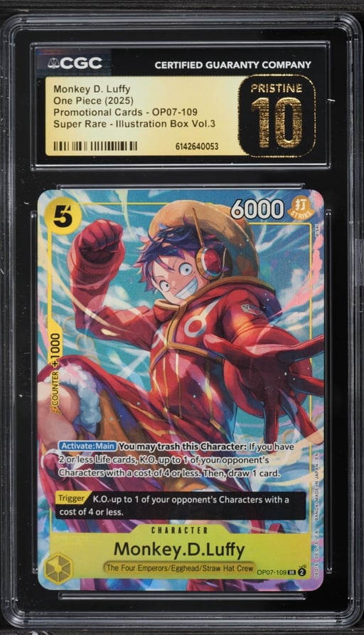 2025 One Piece Promo Illustration Box Vol. 3 SR Monkey D. Luffy #OP07-109 CGC 10 PRISTINE
