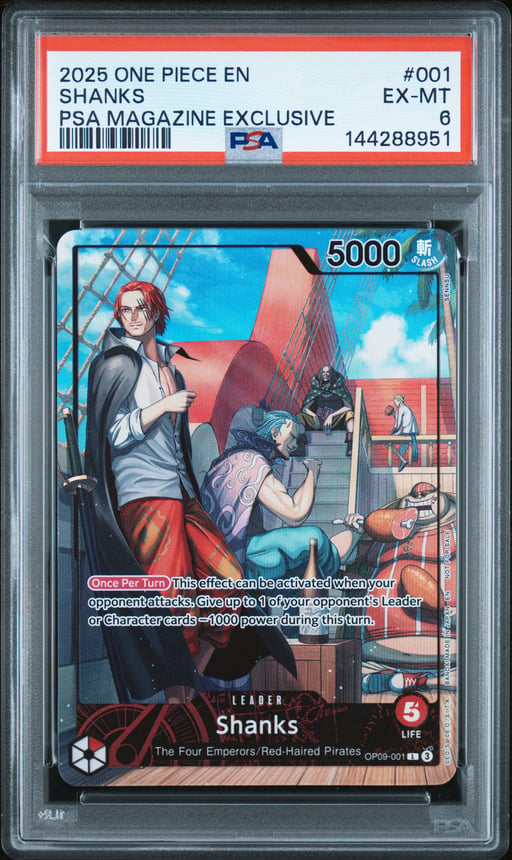 2025 ONE PIECE PROMOS 001 SHANKS PSA MAGAZINE EXCLUSIVE PSA 6