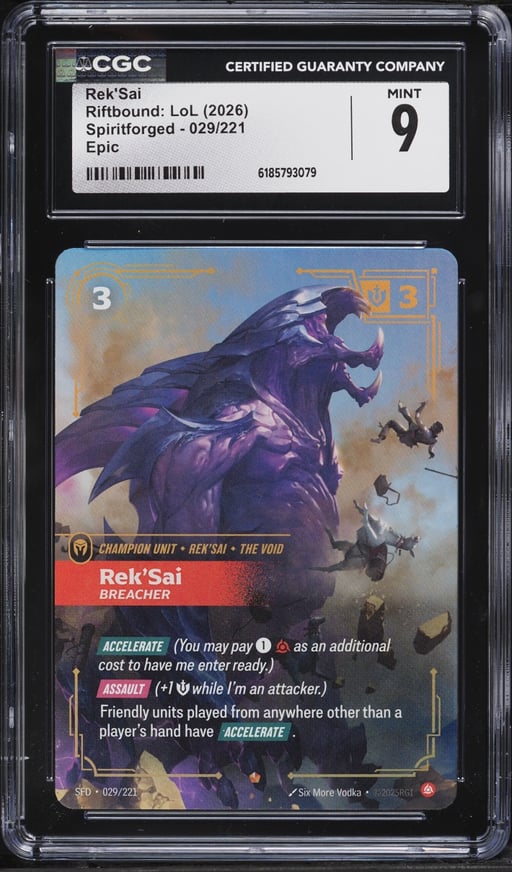 2026 Riftbound League Of Legends LoL Spiritforged Rek'Sai #29 CGC 9 MINT