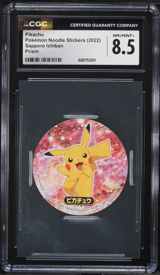 2022 Pokemon Japanese Noodle Stickers Sapporo Ichiban Prism Pikachu CGC 8.5