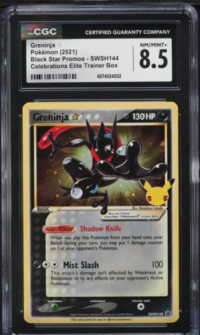 2021 Pokemon SWSH Black Star Promo Celebrations Greninja Gold Star #144 CGC 8.5