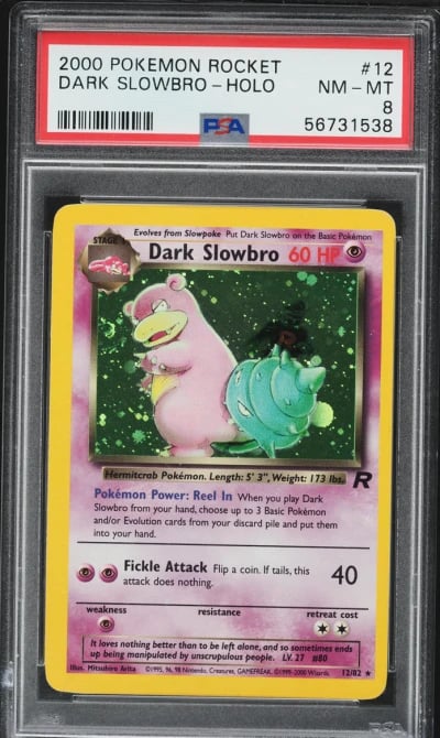2000 Pokemon Team Rocket Holo Dark Slowbro #12 PSA 8 NM-MT
