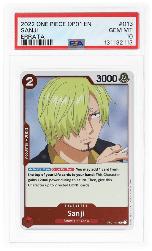 2022 One Piece Romance Dawn Errata Sanji #OP01-013 PSA 10