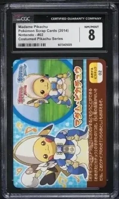 2014 Pokemon Japanese Scrap Cards Costumed Series Madame Pikachu CGC 8 NM-MT
