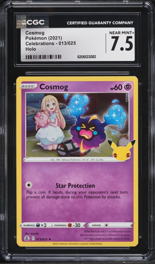 2021 Pokemon Sword & Shield Celebrations Holo Cosmog #13 CGC 7.5 NRMT+