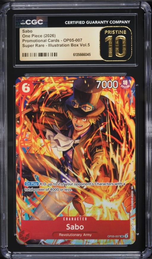 2026 One Piece Promo Illustration Box Volume 5 SR Sabo #OP05-007 CGC 10 PRISTINE