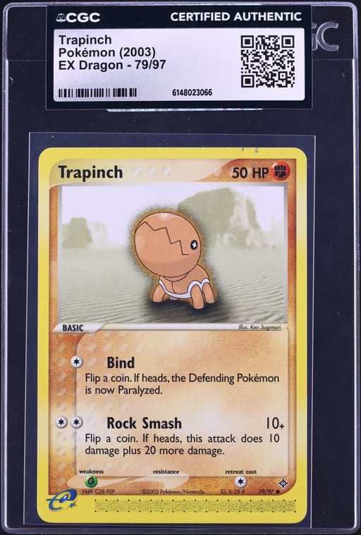 2003 Pokemon EX Dragon Trapinch #79 CGC AUTH