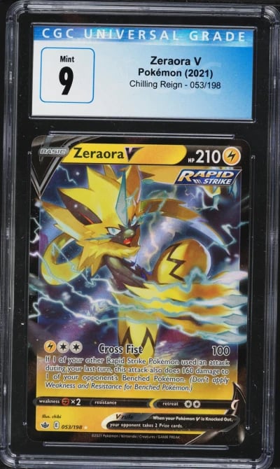 2021 Pokemon Sword & Shield Chilling Reign Zeraora V #53 CGC 9 MINT
