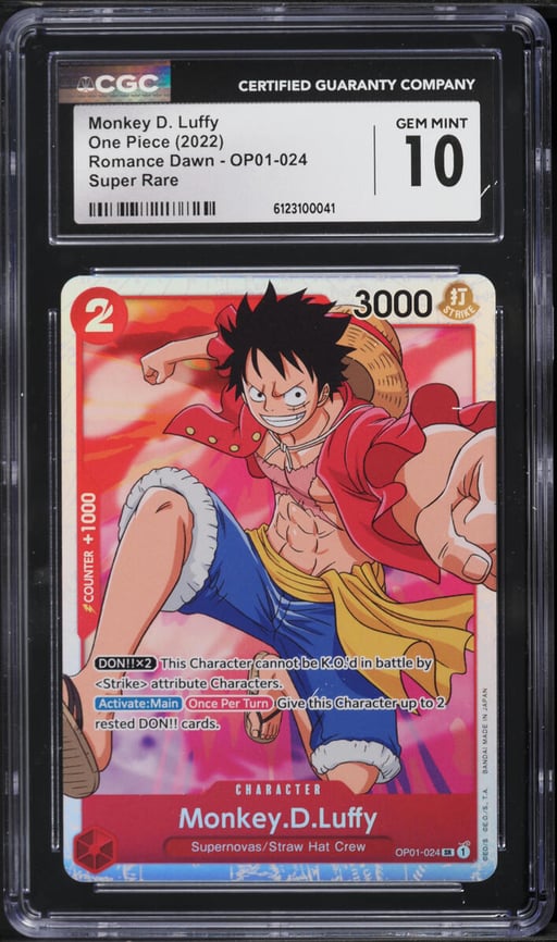 2022 One Piece Japanese Romance Dawn Monkey D. Luffy #OP01-024 CGC 10 GEM MINT