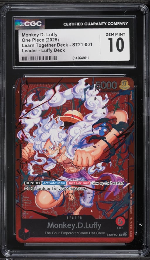 2025 One Piece Learn Together Deck Leader Monkey D. Luffy #ST21-001 CGC 10 GEM MINT