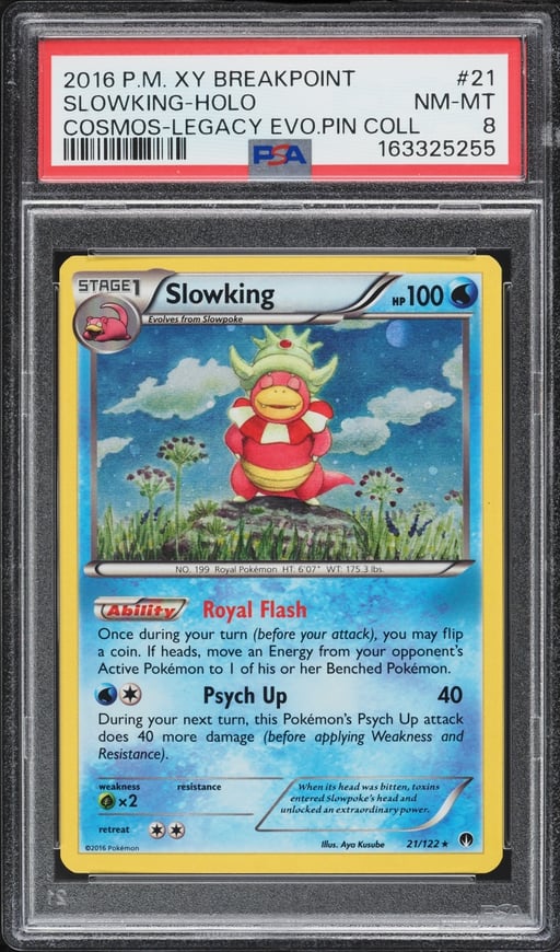 2016 Pokemon XY BREAKpoint Pin Collection Cosmos Holo Slowking #21 PSA 8 NM-MT