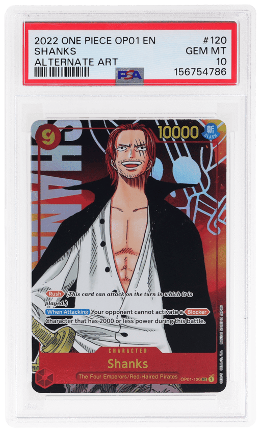 2022 One Piece Romance Dawn Alternate Art Shanks #OP01-120 PSA 10