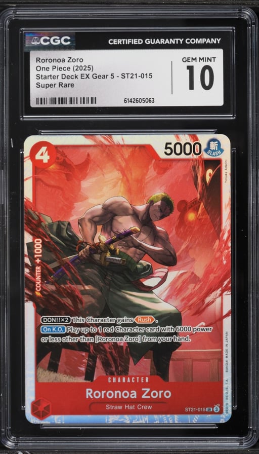 2025 One Piece Starter Deck EX Gear 5 SR Roronoa Zoro #ST21-015 CGC 10 GEM MINT