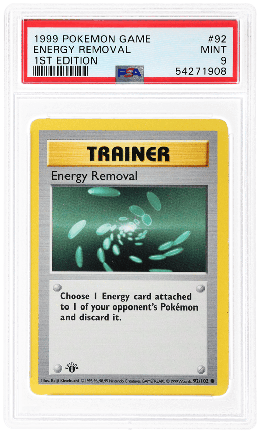 1999 Pokemon Base Set Trainer 1st Edition Energy Removal #92 PSA 9