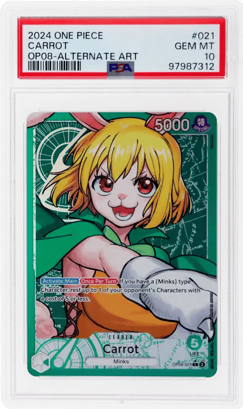 2024 One Piece Two Legends Alternate Art Leader Carrot #OP08021 PSA 10