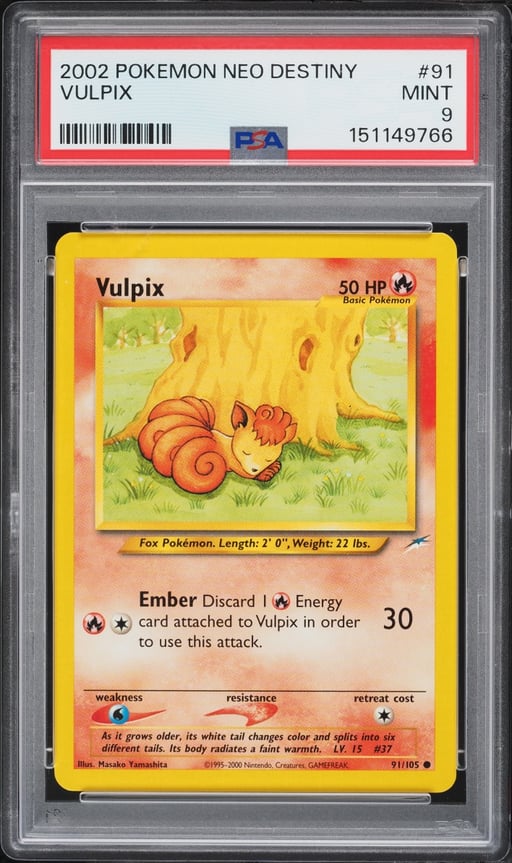 2002 Pokemon Neo Destiny Vulpix #91 PSA 9 MINT