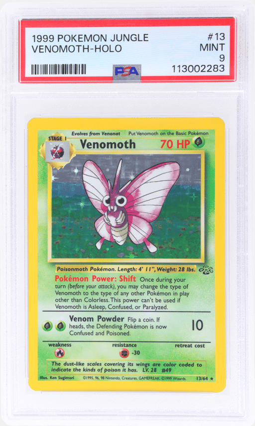 1999 Pokemon Jungle Holo Venomoth #13 PSA 9
