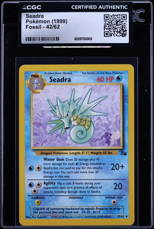 1999 Pokemon Fossil Seadra #42 CGC AUTH
