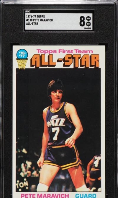 1976 Topps Basketball Pete Maravich ALL-STAR #130 SGC 8 NM-MT