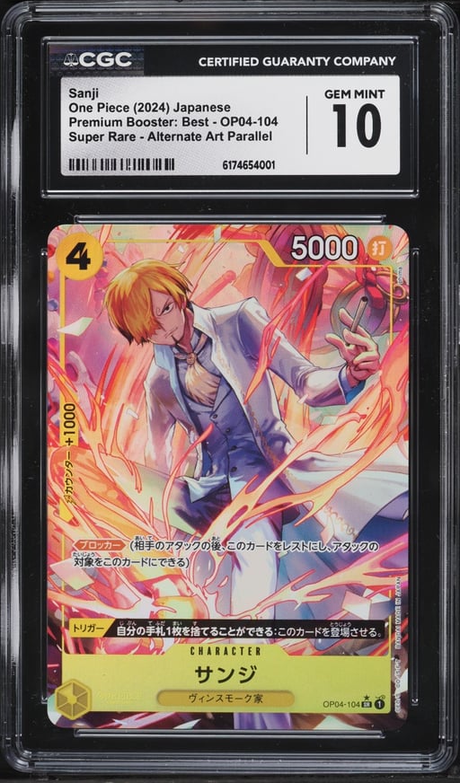 2024 One Piece Japanese Premium Booster Best Super Rare Alt Art Sanji #OP04-104 CGC 10 GEM MINT