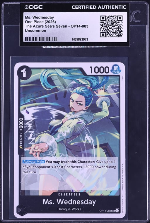 2026 One Piece The Azure Sea's Seven Ms. Wednesday #OP14-083 CGC AUTH