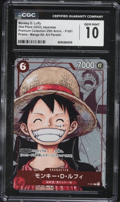 2022 One Piece Japanese Promo 25th Anniversary Manga Art Monkey D. Luffy #P-001 CGC 10 GEM MINT