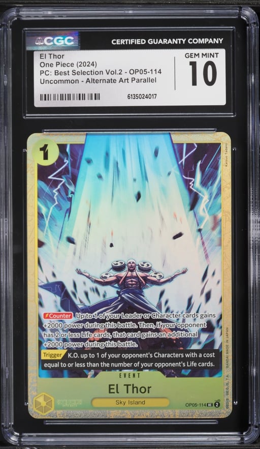 2024 One Piece PC Best Selection Vol.2 Alt Art El Thor #OP05-114 CGC 10 GEM MINT