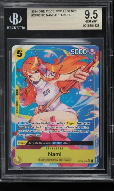 2024 One Piece Two Legends Alt Art Nami #OP08-106 BGS 9.5 GEM MINT