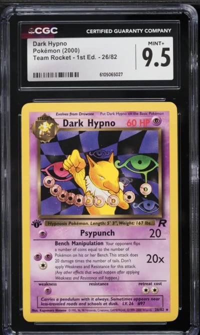 2000 Pokemon Team Rocket 1st Edition Dark Hypno #26 CGC 9.5 MINT+