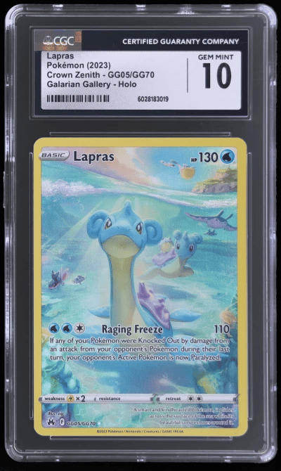 2023 Pokemon Sword and Shield Crown Zenith Galarian Gallery Lapras #GG05 CGC 10