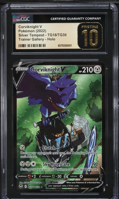 2022 Pokemon SWSH Silver Tempest Full Art Corviknight V #TG18 CGC 10 PRISTINE