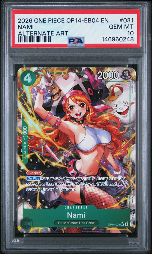 2026 ONE PIECE OP14-EB04-THE AZURE SEA'S SEVEN 031 NAMI ALTERNATE ART PSA 10