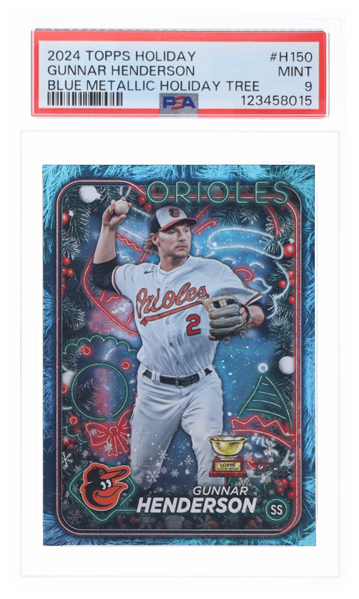 2024 Topps Holiday Blue Metallic Holiday Tree Gunnar Henderson #H150 PSA 9