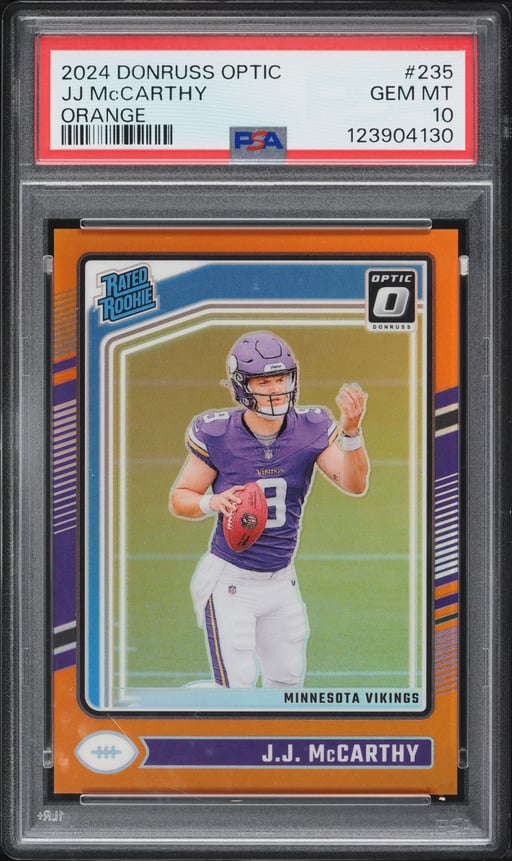 2024 Donruss Optic Orange J.J. McCarthy ROOKIE /249 #235 PSA 10 GEM MINT