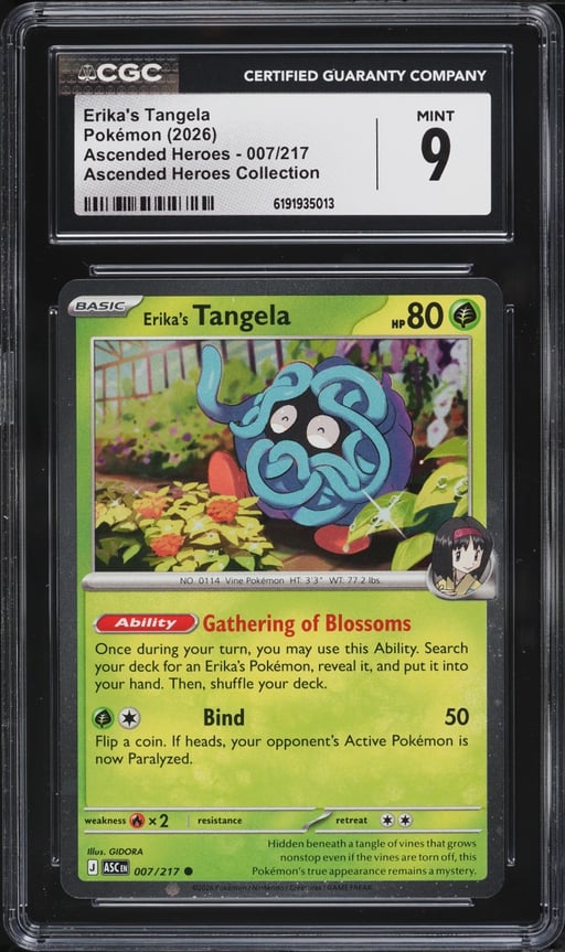 2026 Pokemon Mega Evolution Ascended Heroes Collection Erika's Tangela #7 CGC 9 MINT