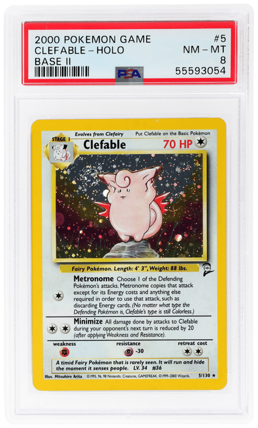 2000 Pokemon Base Set 2 Holo Clefable #5 PSA 8