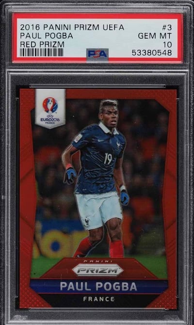 2016 Panini Prizm UEFA Red Paul Pogba /149 #3 PSA 10 GEM MINT