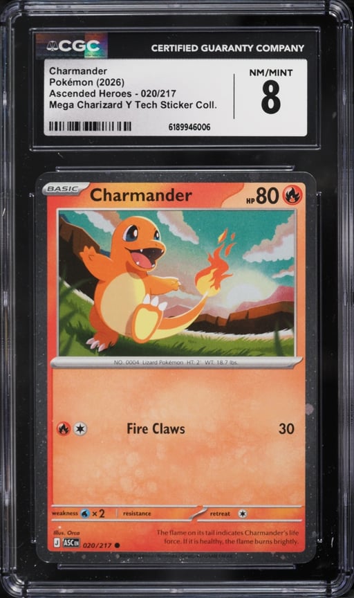 2026 Pokemon Mega Evolution Ascended Heroes Tech Sticker Charmander #20 CGC 8 NM-MT
