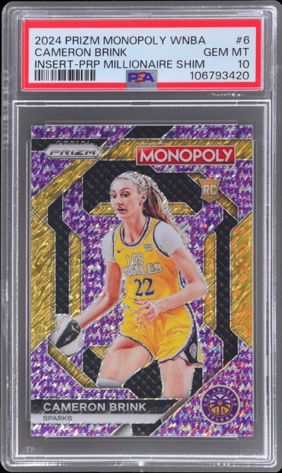 2024 Panini Prizm Monopoly WNBA Insert Purple Millionaire Shimmer Cameron Brink #6 13/50 PSA 10