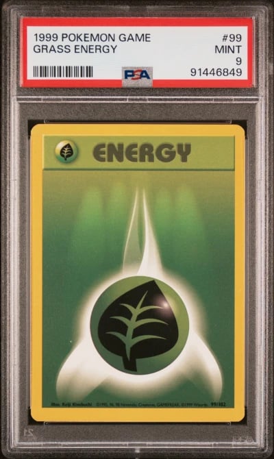 1999 POKEMON BASE SET UNLIMITED #99 GRASS ENERGY PSA 9