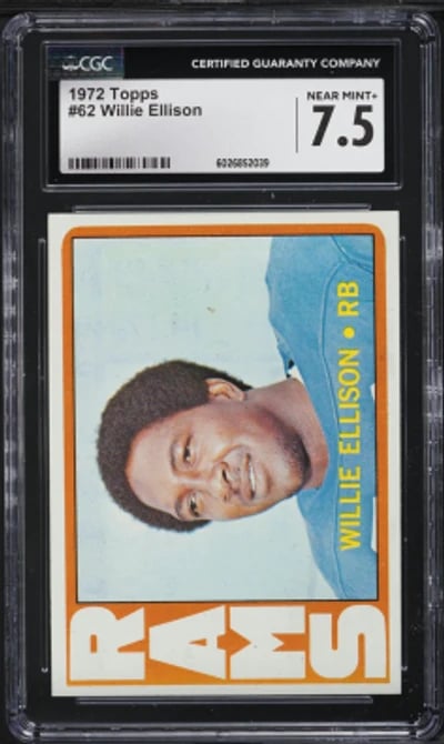 1972 Topps Football Willie Ellison #62 CGC 7.5 NRMT+