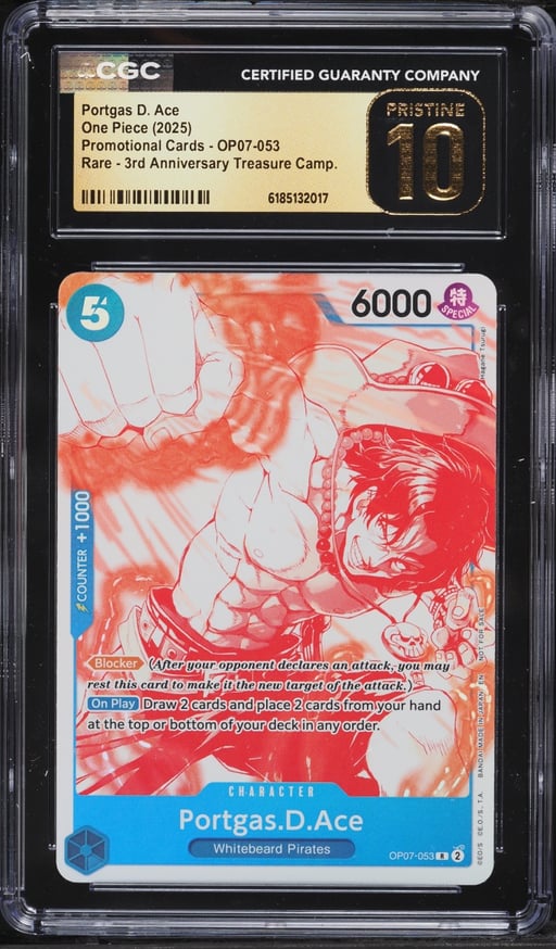 2025 One Piece Promo 3rd Anniversary Treasure Camp. Portgas D. Ace #OP07-053 CGC 10 PRISTINE
