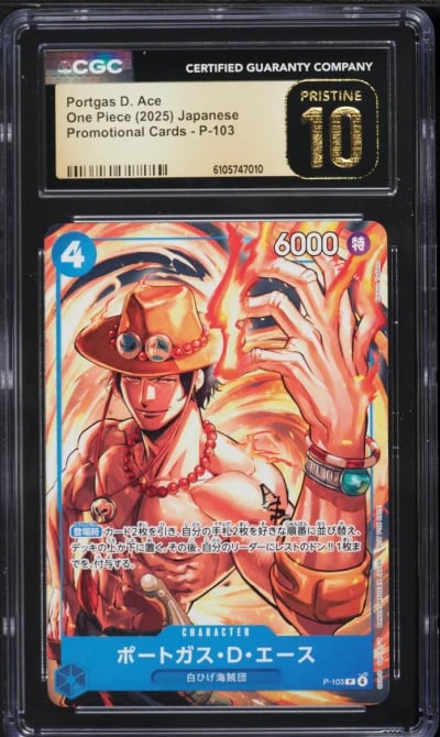 2025 One Piece Japanese Promo Portgas D. Ace #P-103 CGC 10 PRISTINE