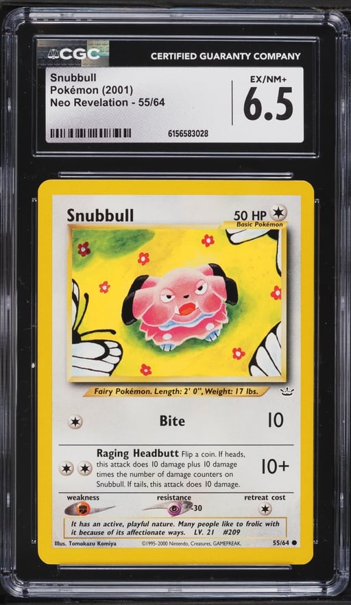 2001 Pokemon Neo Revelation Snubbull #55 CGC 6.5 EXMT+
