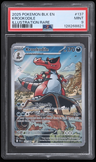 2025 Pokemon Scarlet and Violet Black Bolt Illustration Rare Krookodile #137 PSA 9