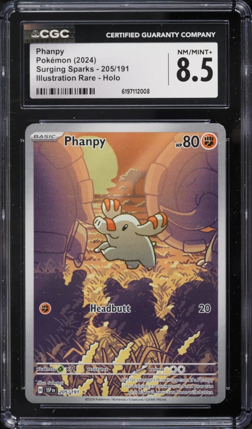2024 Pokemon Scarlet & Violet Surging Sparks IR Phanpy #205 CGC 8.5 NM-MT+