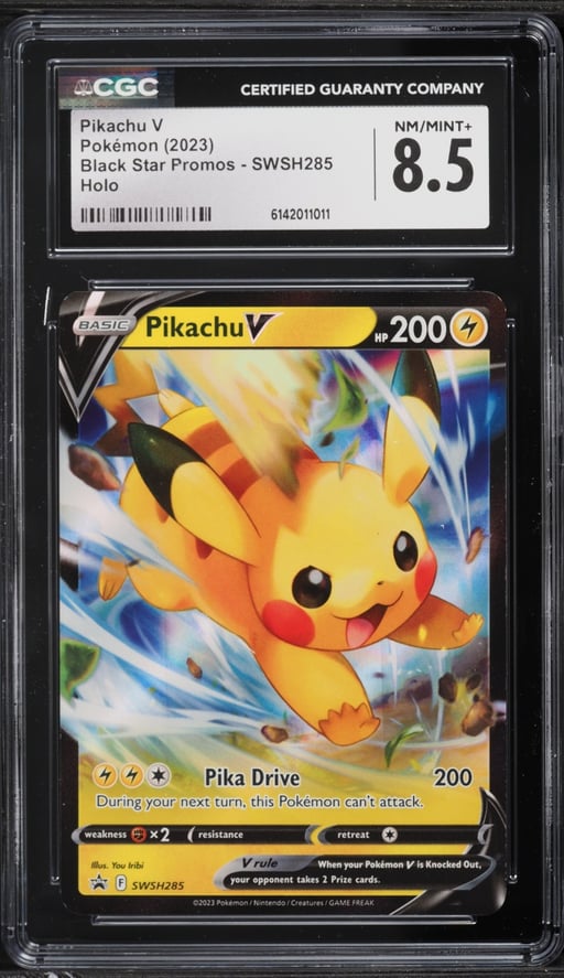 2023 Pokemon Sword & Shield Promo Crown Zenith Holo Pikachu V #SWSH285 CGC 8.5 NM-MT+